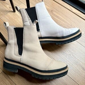 TOMS Dakota Lug Boot in Mushroom (Beige/Tan), Black Soles, Water-Resistant, 9.5